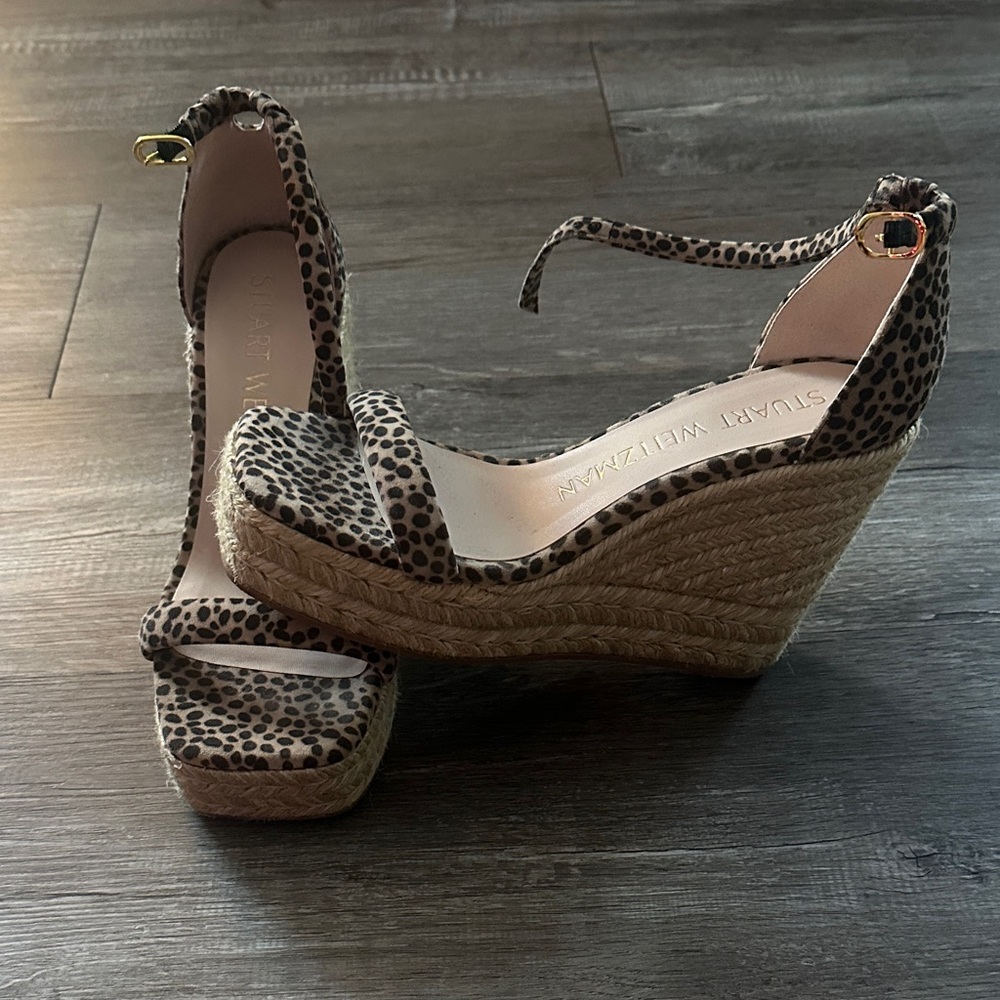 Stuart Weitzman Animal Print Wedge Sandals
